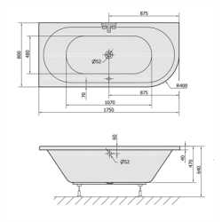 Viva badekar i 2 varianter